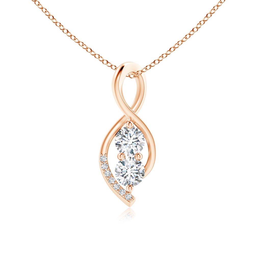 4.1mm GVS2 Two Stone Diamond Infinity Twist Pendant in Rose Gold 