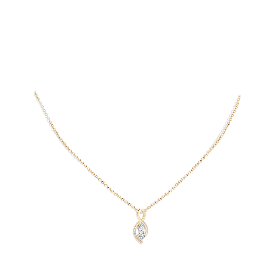 4.1mm GVS2 Two Stone Diamond Infinity Twist Pendant in Yellow Gold body-neck