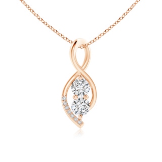 4.1mm HSI2 Two Stone Diamond Infinity Twist Pendant in Rose Gold