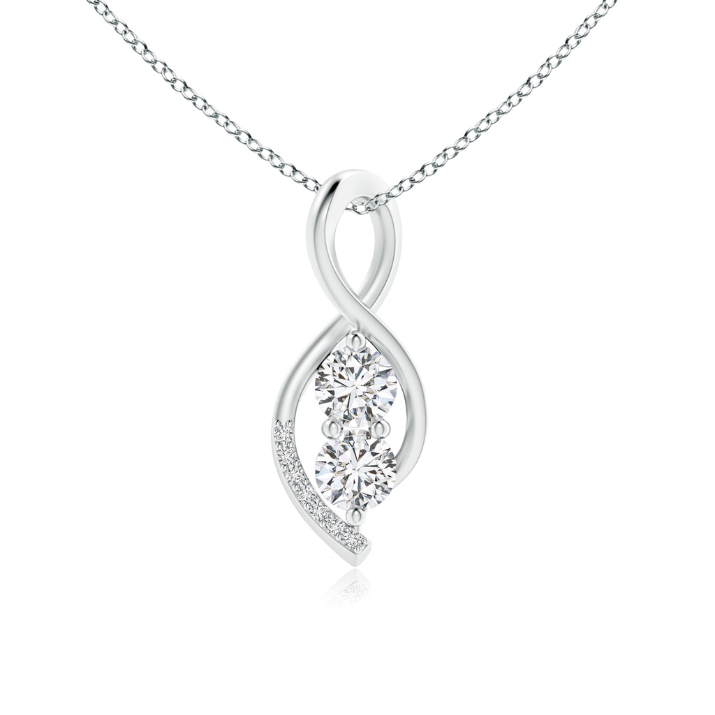 4.1mm HSI2 Two Stone Diamond Infinity Twist Pendant in White Gold