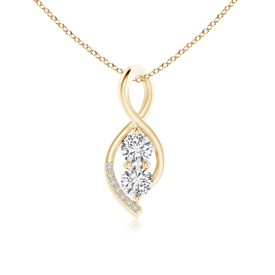 4.1mm HSI2 Two Stone Diamond Infinity Twist Pendant in Yellow Gold 