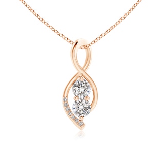 4.1mm IJI1I2 Two Stone Diamond Infinity Twist Pendant in 10K Rose Gold