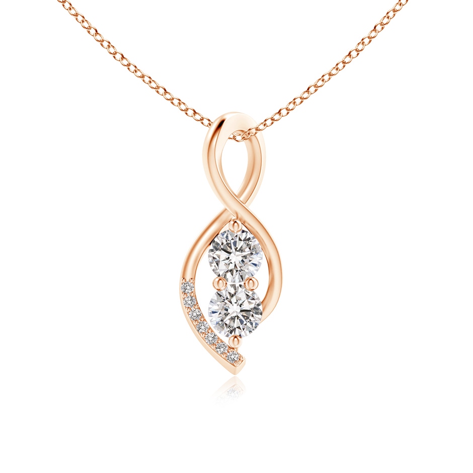 4.1mm IJI1I2 Two Stone Diamond Infinity Twist Pendant in Rose Gold 
