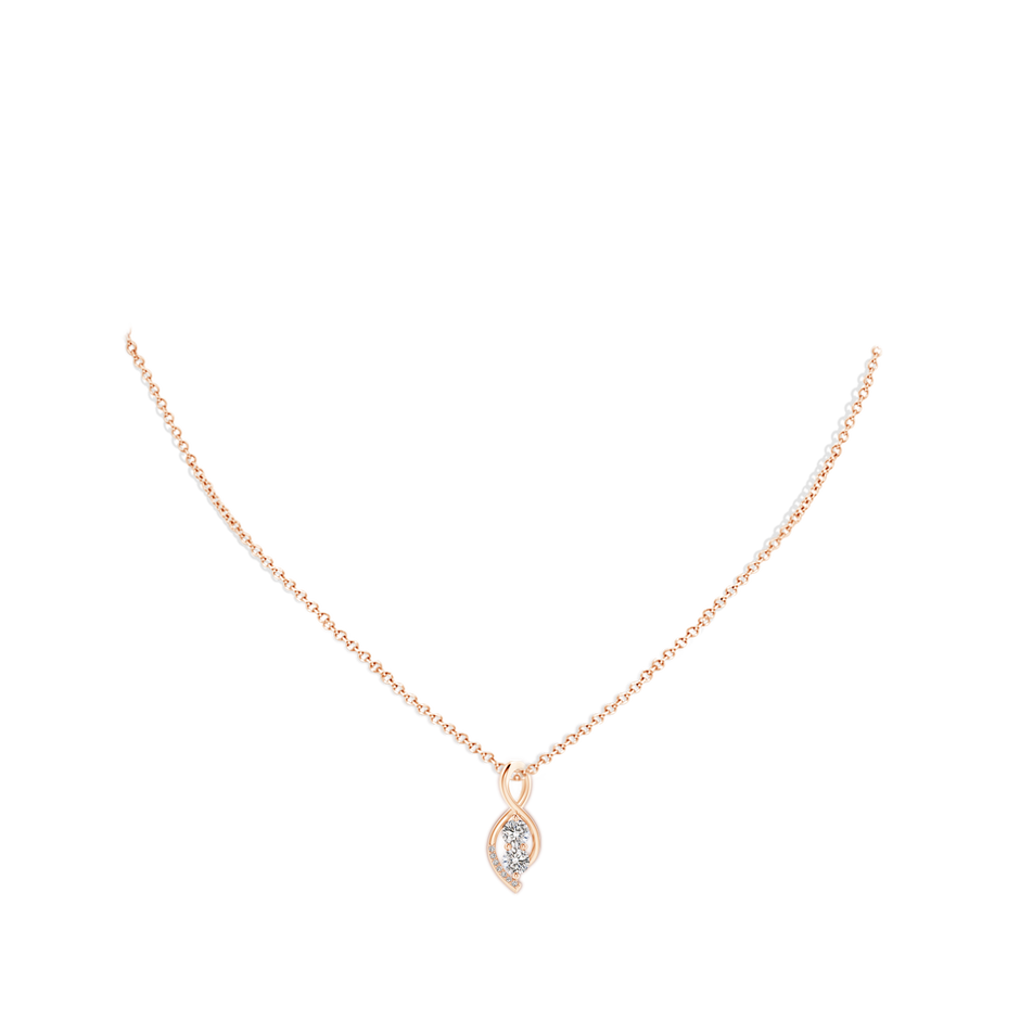 4.1mm IJI1I2 Two Stone Diamond Infinity Twist Pendant in Rose Gold body-neck