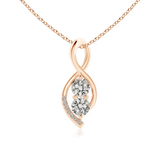 4.1mm KI3 Two Stone Diamond Infinity Twist Pendant in 9K Rose Gold