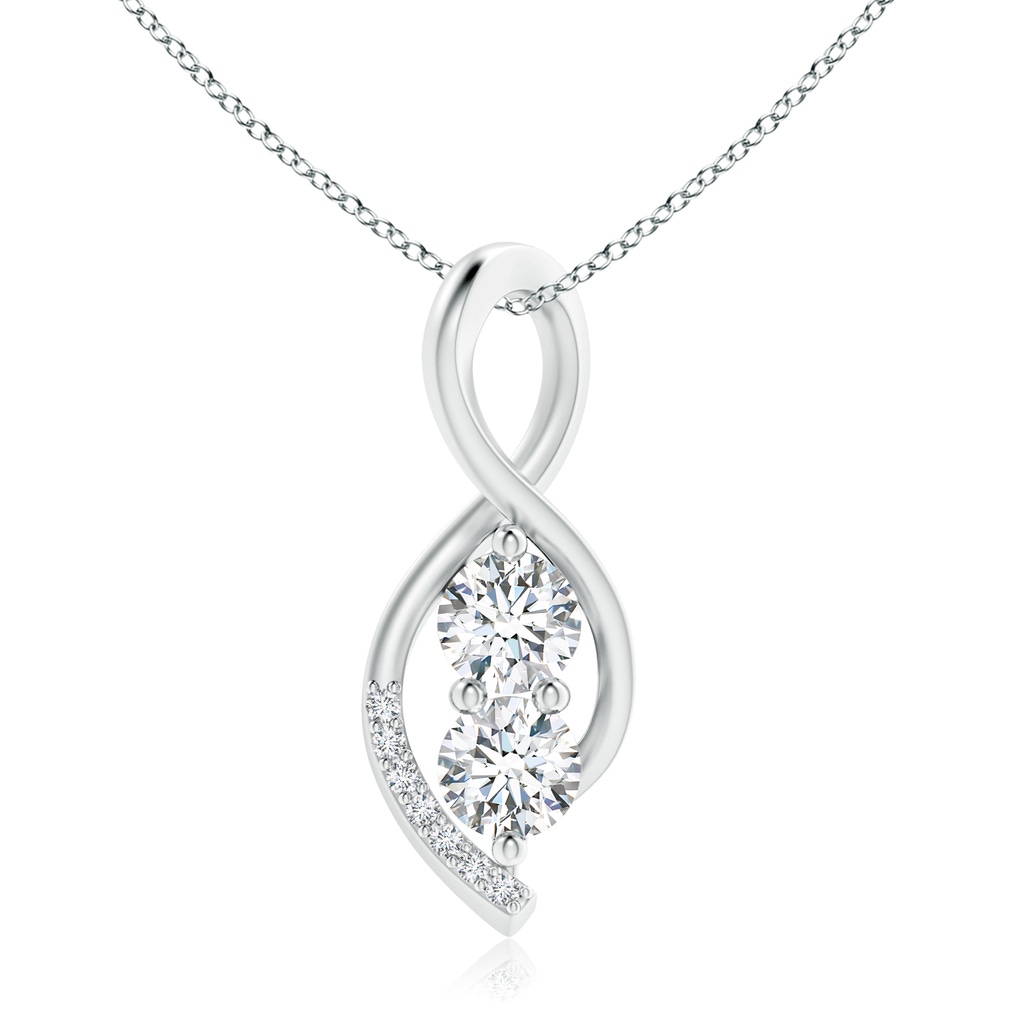 5mm GVS2 Two Stone Diamond Infinity Twist Pendant in White Gold