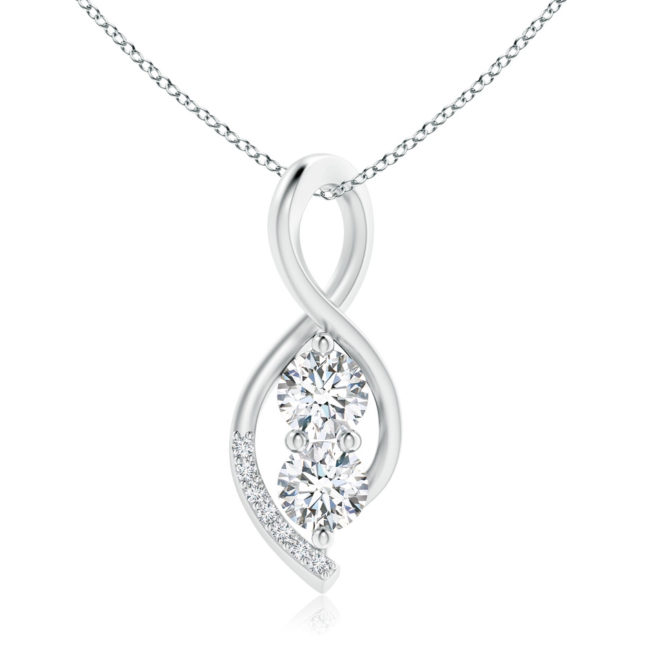 5mm GVS2 Two Stone Diamond Infinity Twist Pendant in White Gold 