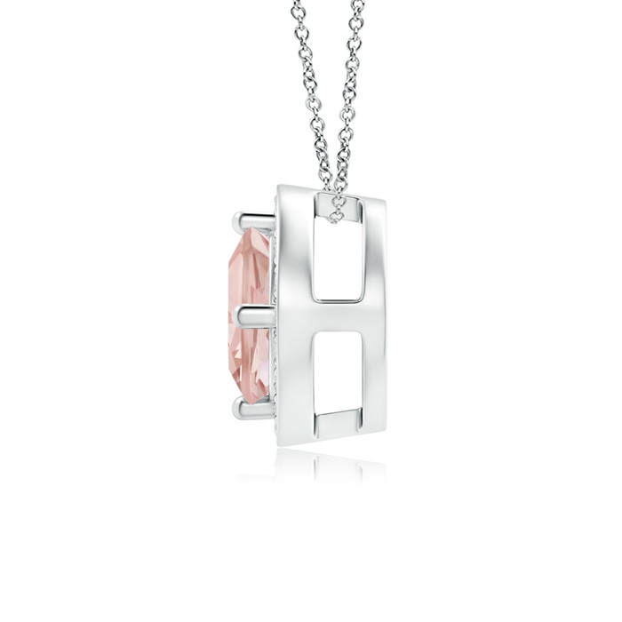 5mm AAAA Sideways Cushion Morganite Halo Pendant with Diamonds in P950 Platinum product image