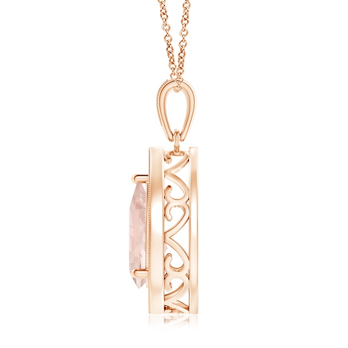 10x7mm A Floating Morganite Drop Pendant with Diamond Halo in Rose Gold product image