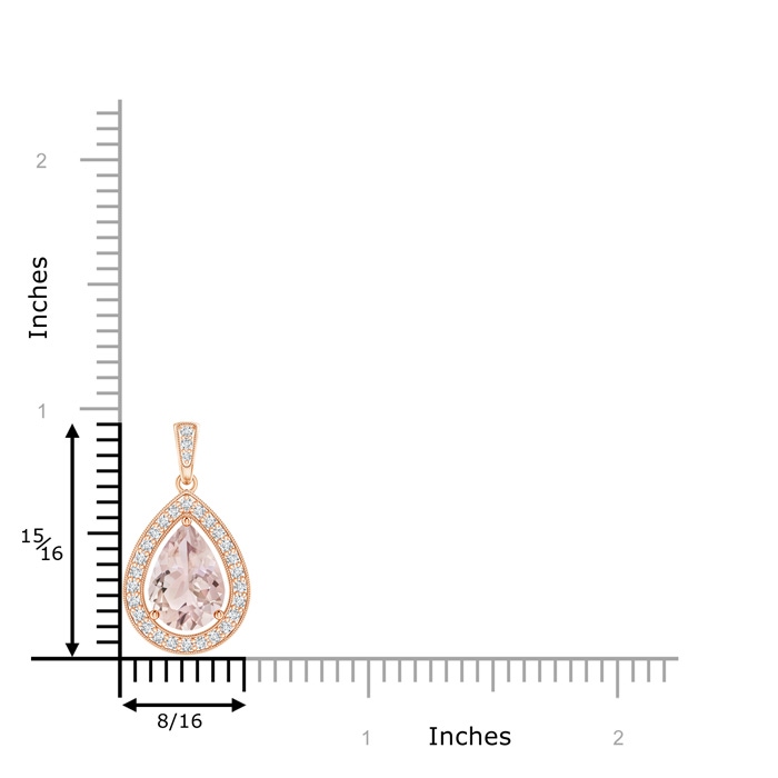 10x7mm A Floating Morganite Drop Pendant with Diamond Halo in Rose Gold product image
