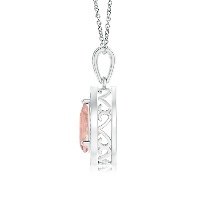 8x6mm AAAA Floating Morganite Drop Pendant with Diamond Halo in White Gold product image