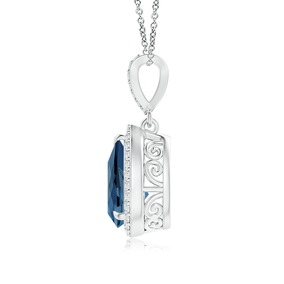 10x7mm A Vintage Style Pear London Blue Topaz Halo Pendant in P950 Platinum product image