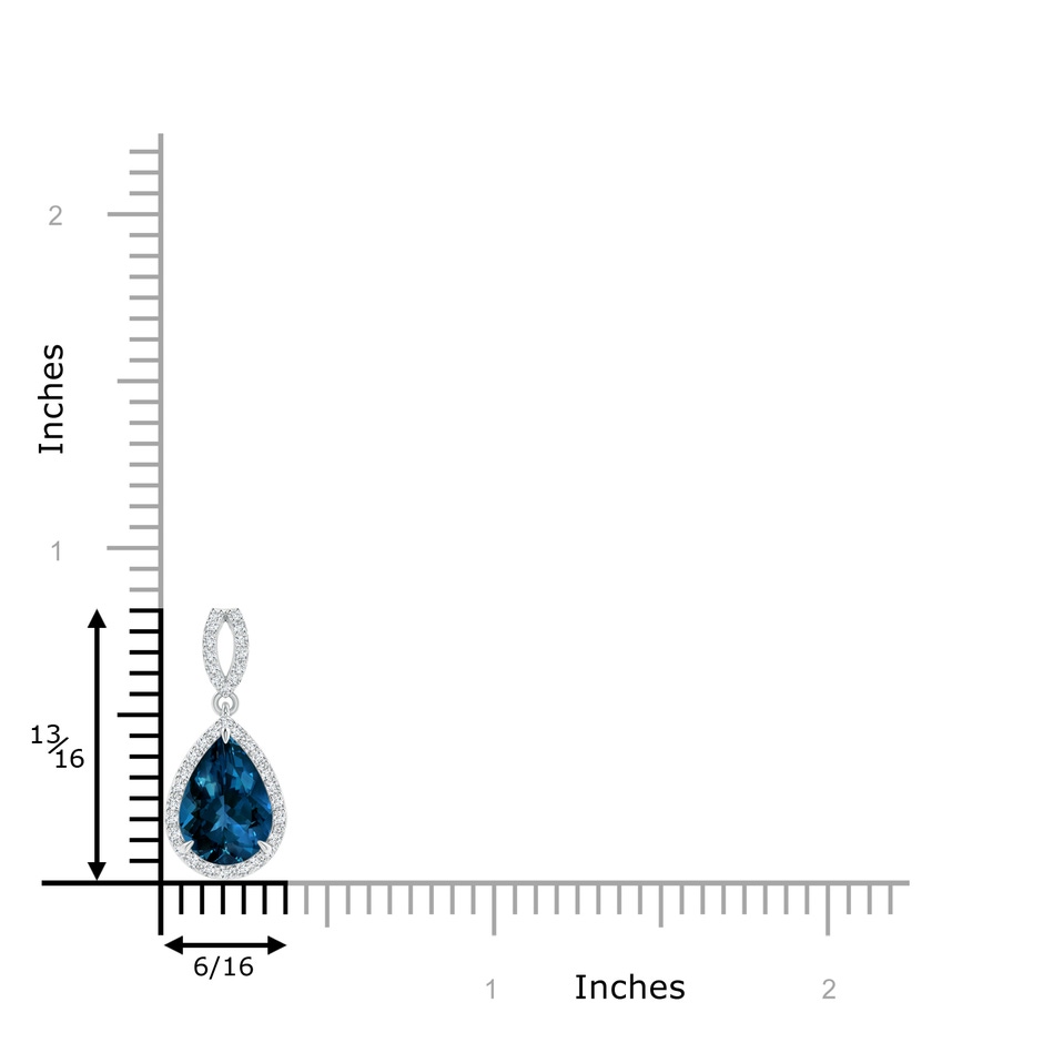 10x7mm AAAA Vintage Style Pear London Blue Topaz Halo Pendant in P950 Platinum product image