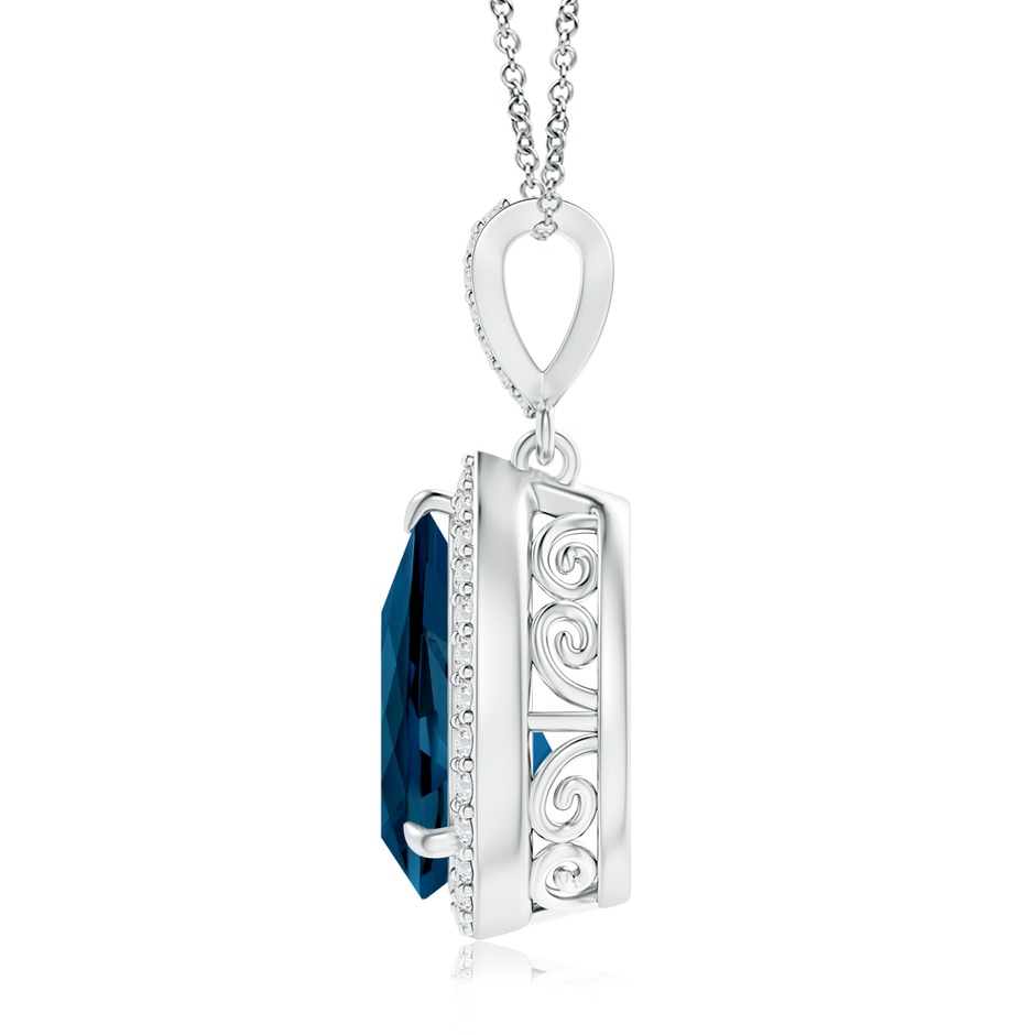 12x8mm AAAA Vintage Style Pear London Blue Topaz Halo Pendant in P950 Platinum product image