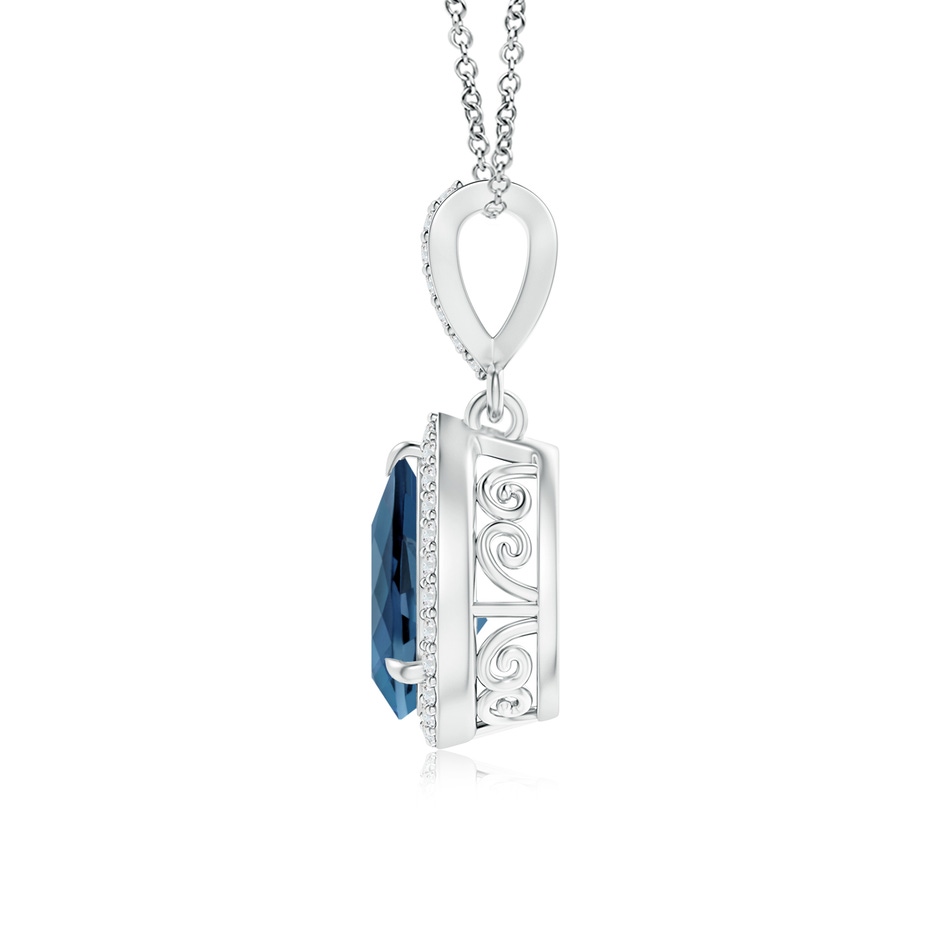 9x6mm A Vintage Style Pear London Blue Topaz Halo Pendant in P950 Platinum product image