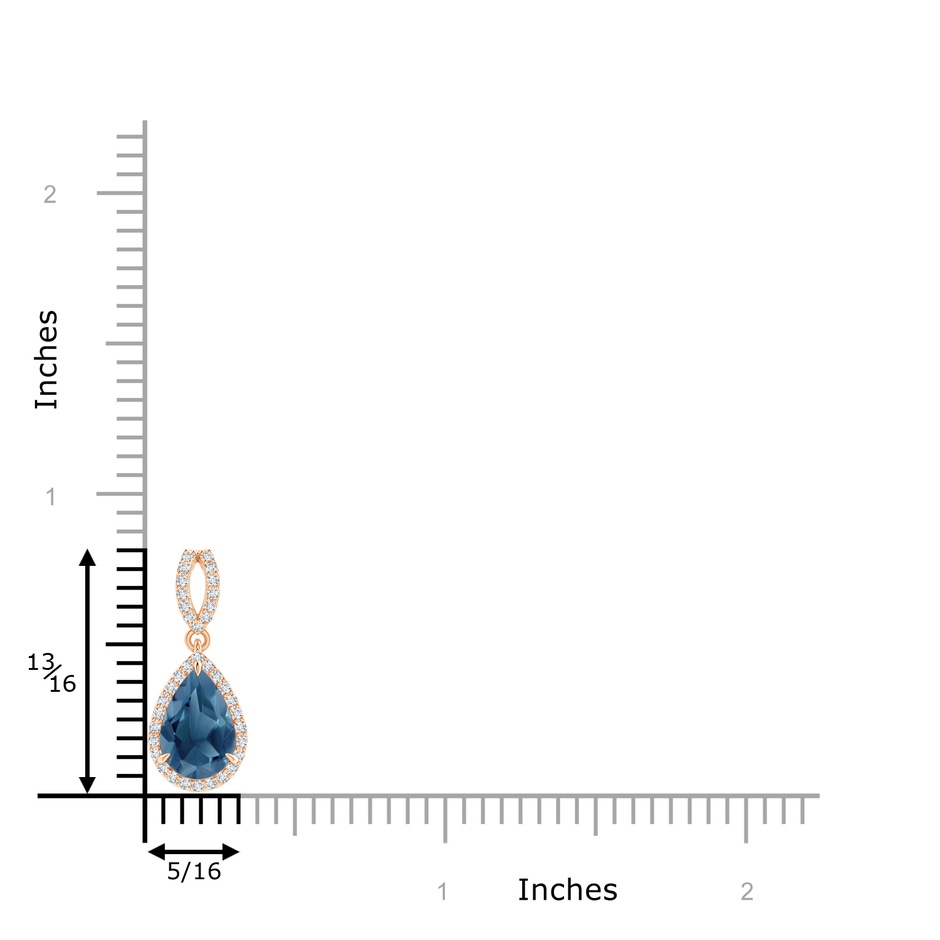 9x6mm A Vintage Style Pear London Blue Topaz Halo Pendant in Rose Gold product image
