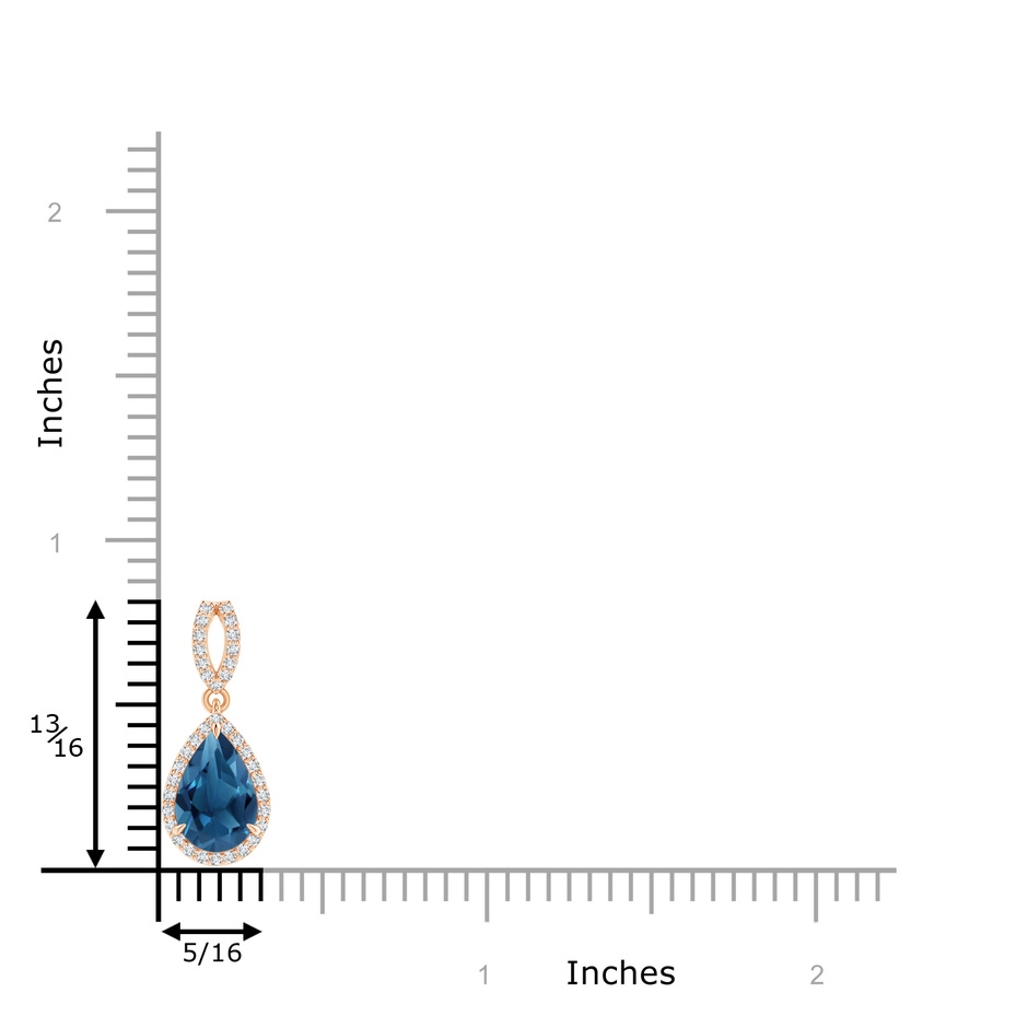 9x6mm AA Vintage Style Pear London Blue Topaz Halo Pendant in 9K Rose Gold product image