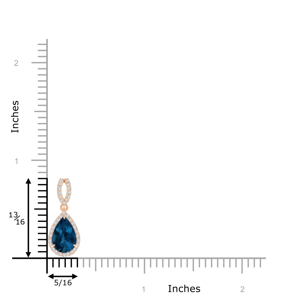 9x6mm AAA Vintage Style Pear London Blue Topaz Halo Pendant in Rose Gold Product Image