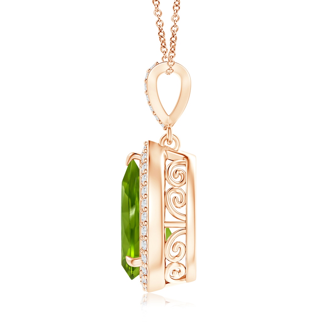 13.09x9.88x5.95mm AAAA GIA Certified Vintage Style Pear Peridot Halo Pendant in 10K Rose Gold Side 199