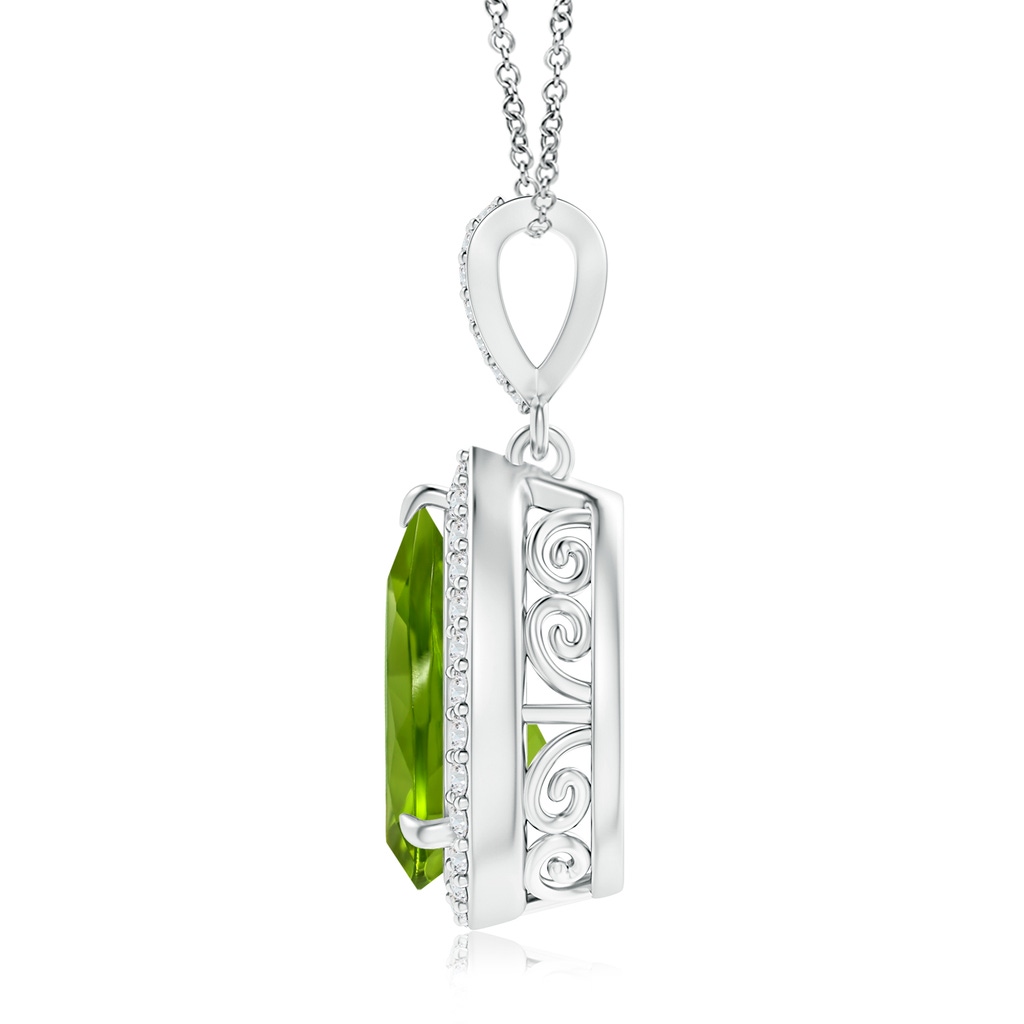 13.09x9.88x5.95mm AAAA GIA Certified Vintage Style Pear Peridot Halo Pendant in White Gold Side 199