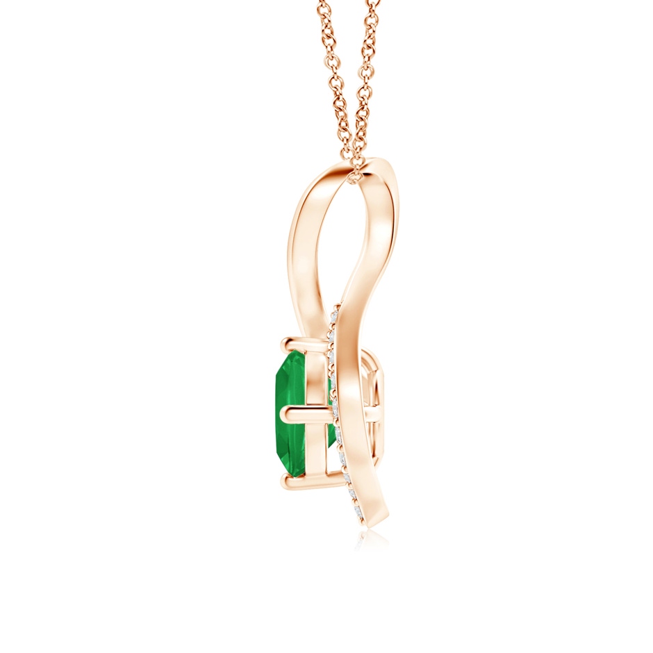 5mm A Infinity Twist Emerald Pendant with Diamond Accents in Rose Gold side 199