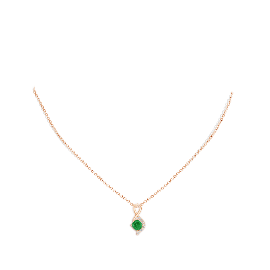 5mm A Infinity Twist Emerald Pendant with Diamond Accents in Rose Gold pen