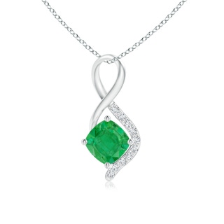 5mm AA Infinity Twist Emerald Pendant with Diamond Accents in P950 Platinum