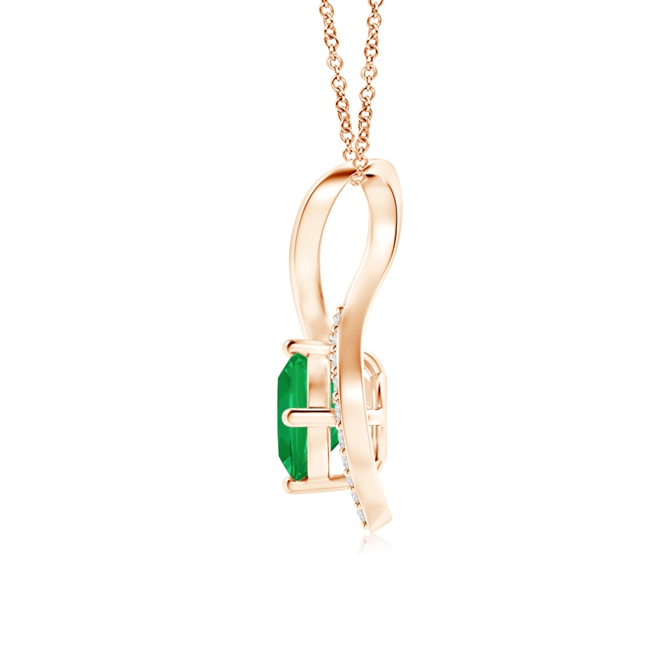 5mm AA Infinity Twist Emerald Pendant with Diamond Accents in Rose Gold side 199