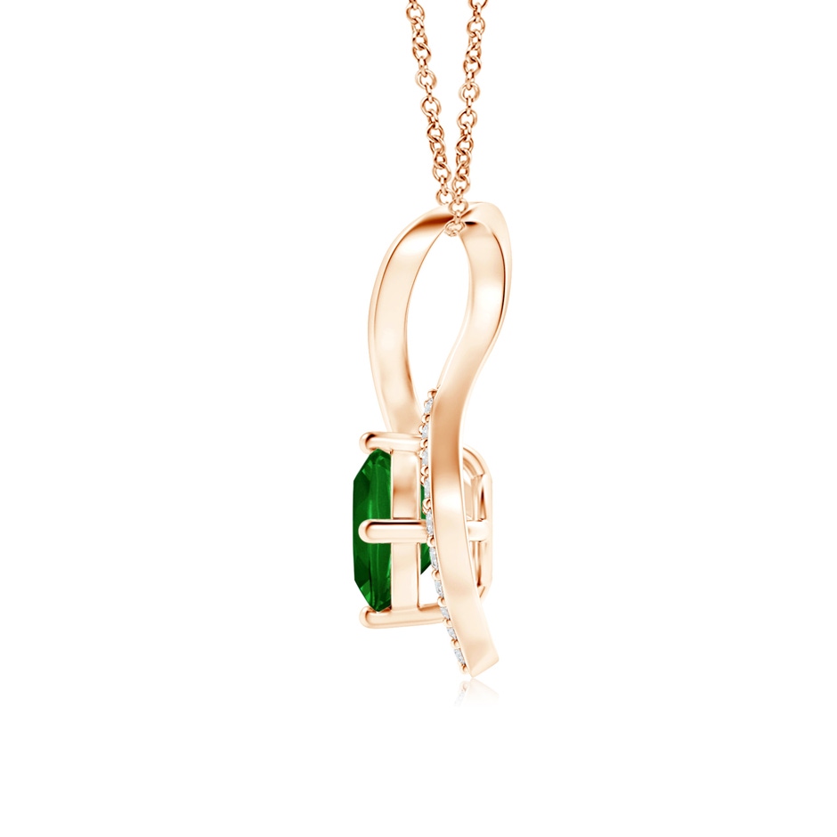 5mm AAAA Infinity Twist Emerald Pendant with Diamond Accents in Rose Gold side 199