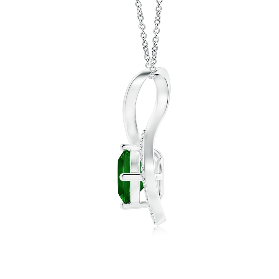 5mm Lab-Grown Infinity Twist Emerald Pendant with Diamond Accents in White Gold side 1