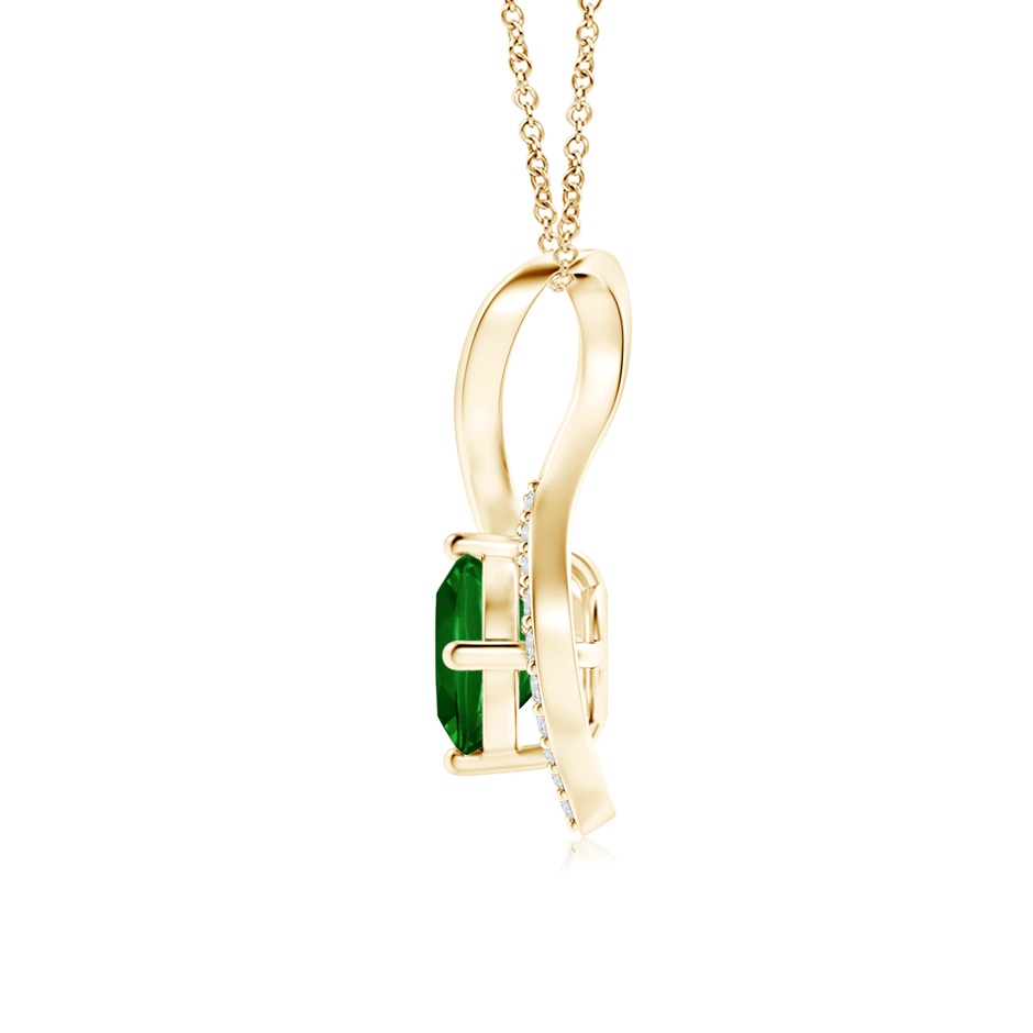 5mm Lab-Grown Infinity Twist Emerald Pendant with Diamond Accents in Yellow Gold side 1