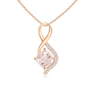 5mm A Infinity Twist Morganite Pendant with Diamond Accents in 9K Rose Gold