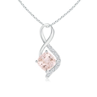 5mm A Infinity Twist Morganite Pendant with Diamond Accents in P950 Platinum