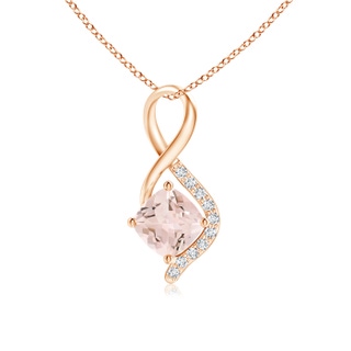 5mm AA Infinity Twist Morganite Pendant with Diamond Accents in 9K Rose Gold