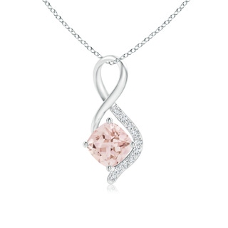 5mm AAA Infinity Twist Morganite Pendant with Diamond Accents in White Gold