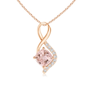 5mm AAAA Infinity Twist Morganite Pendant with Diamond Accents in 9K Rose Gold