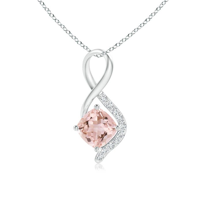5mm AAAA Infinity Twist Morganite Pendant with Diamond Accents in P950 Platinum