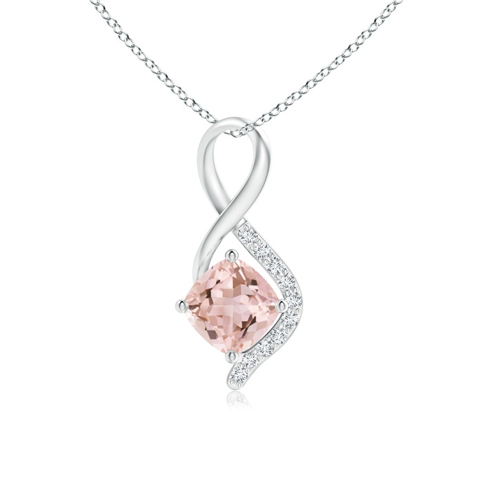 5mm AAAA Infinity Twist Morganite Pendant with Diamond Accents in P950 Platinum 