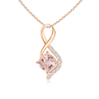 5mm AAAA Infinity Twist Morganite Pendant with Diamond Accents in Rose Gold