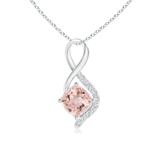 5mm AAAA Infinity Twist Morganite Pendant with Diamond Accents in White Gold