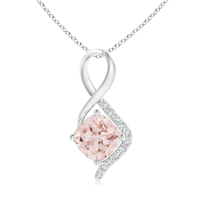 6mm AAA Infinity Twist Morganite Pendant with Diamond Accents in White Gold