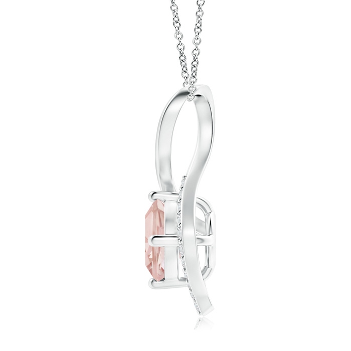 6mm AAA Infinity Twist Morganite Pendant with Diamond Accents in White Gold product image