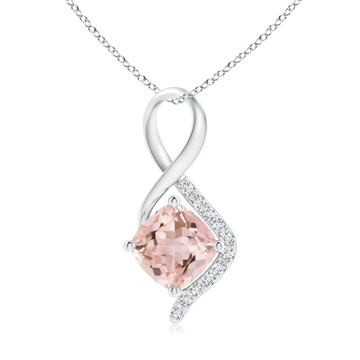 6mm AAAA Infinity Twist Morganite Pendant with Diamond Accents in P950 Platinum 