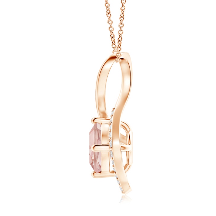 6mm AAAA Infinity Twist Morganite Pendant with Diamond Accents in Rose Gold product image