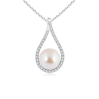 8mm AAA Floating Akoya Cultured Pearl Pendant with Diamond Loop in White Gold