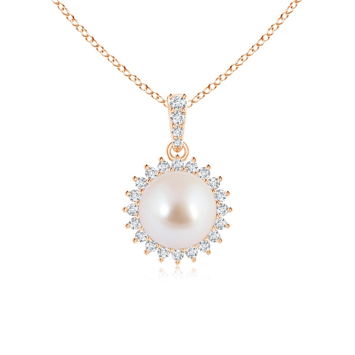 8mm AAA Vintage Inspired Japanese Akoya Pearl Pendant in Rose Gold 
