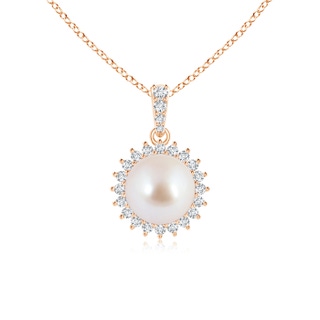 8mm AAA Vintage Inspired Japanese Akoya Pearl Pendant in Rose Gold