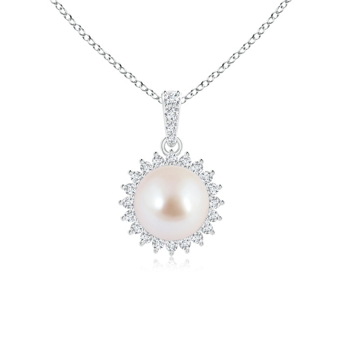 8mm AAA Vintage Inspired Japanese Akoya Pearl Pendant in White Gold 