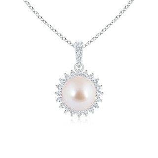 8mm AAA Vintage Inspired Japanese Akoya Pearl Pendant in White Gold