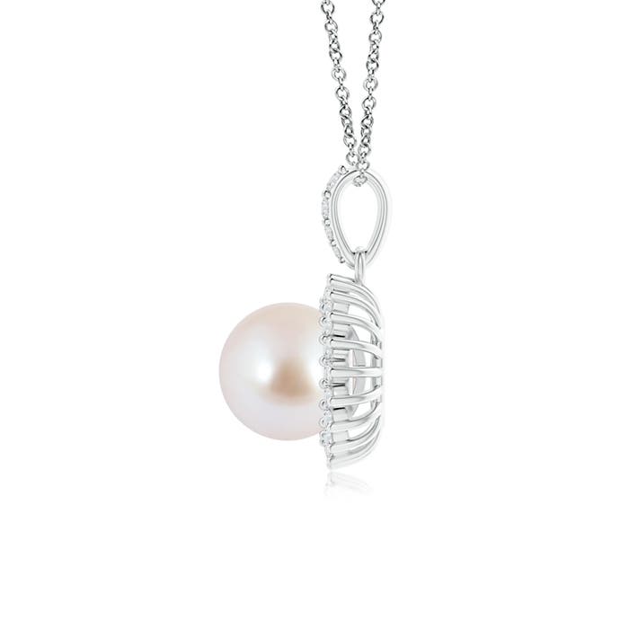 8mm AAA Vintage Inspired Japanese Akoya Pearl Pendant in White Gold